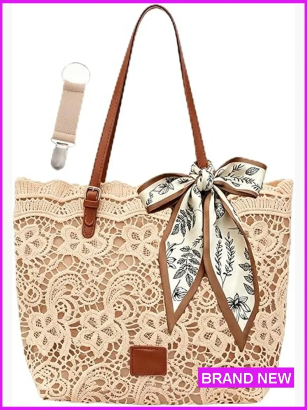 Woven Tote Hobo Bag Crochet Beach Shoulder Purse with Removable Strap